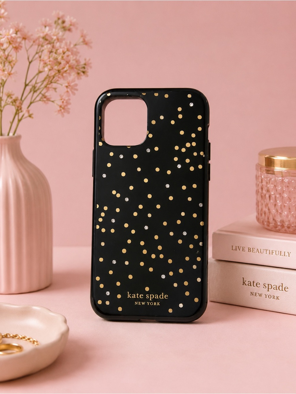 kate spade Black & Gold Dot Protective Phone Case